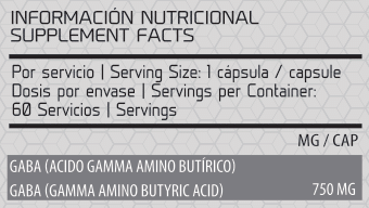 info nutricional GABA 750